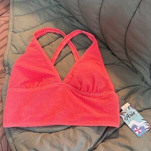 Arie Textured Bandeau Bralette - Coral Pink